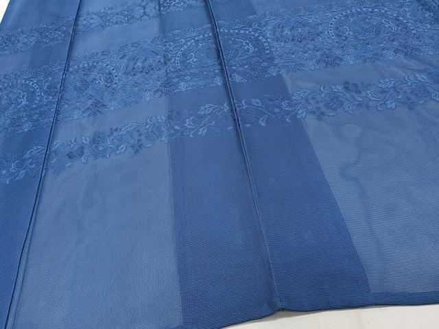 平和屋着物*夏物 色留訪問着 横段鳳凰花紋紗 青藍色 正絹 逸品 未使用 CABI3853xi
