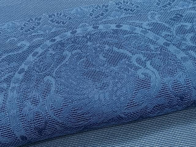 平和屋着物*夏物 色留訪問着 横段鳳凰花紋紗 青藍色 正絹 逸品 未使用 CABI3853xi