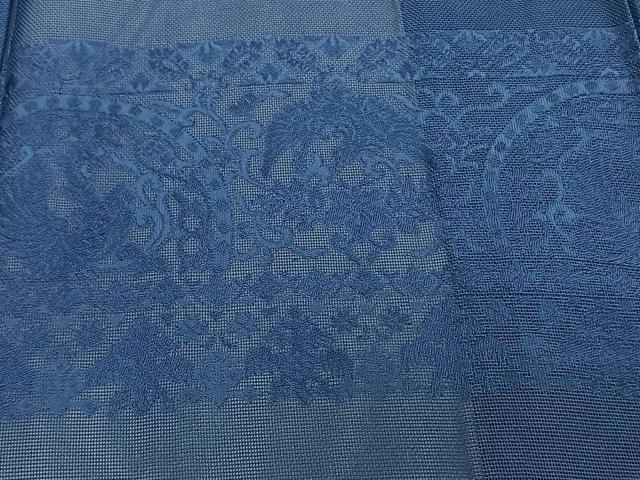 平和屋着物*夏物 色留訪問着 横段鳳凰花紋紗 青藍色 正絹 逸品 未使用 CABI3853xi