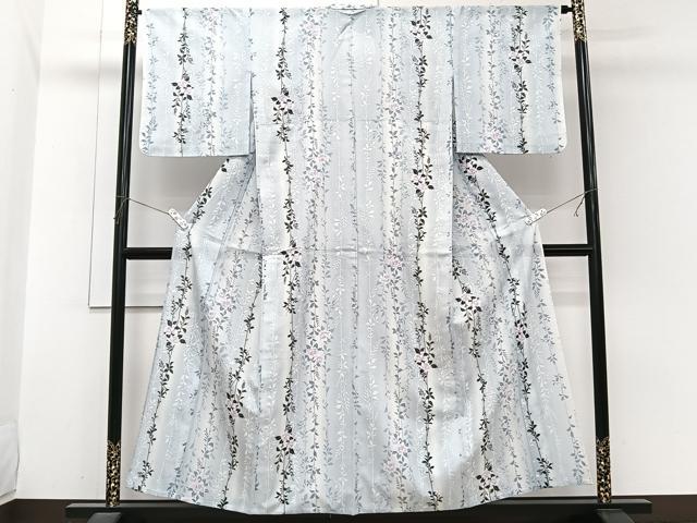 平和屋着物*夏物 小紋 絽 枝垂れ花文 洗える着物 CABI3858xi