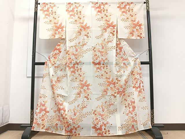 平和屋着物*夏物 小紋 絽 草花文 洗える着物 CABI3862xi