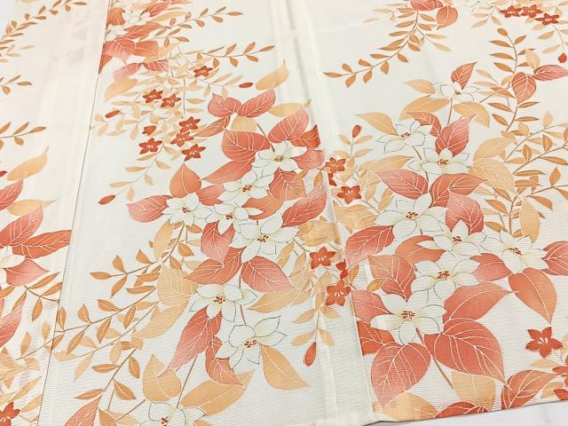 平和屋着物*夏物 小紋 絽 草花文 洗える着物 CABI3862xi