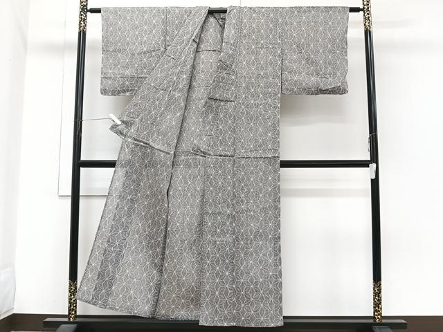 平和屋着物*夏物 本場小千谷縮 麻の葉文 麻 逸品 CABI3874xi