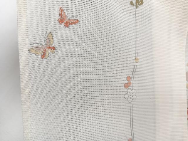 平和屋着物*夏物 小紋 絽 花蝶文 銀彩 正絹 逸品 CABI3875xi