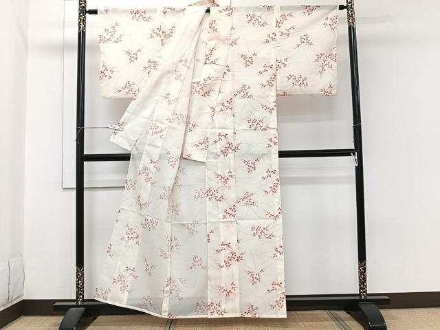 平和屋着物*夏物 小紋 絽 草花文 洗える着物 CABI3881xi