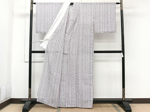 平和屋着物*夏物 小紋 絽 縞 洗える着物 CABI3882xi