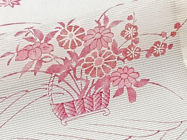 平和屋着物*夏物 小紋 絽 立波飾花文 洗える着物 CABI3883xi