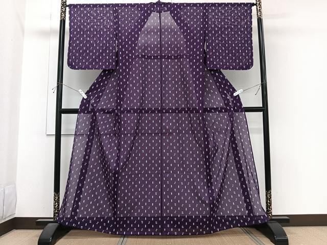 平和屋着物*夏物 小紋 絽 矢羽十字文 洗える着物 CABI3884xi