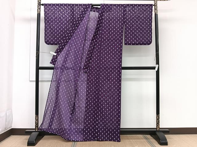 平和屋着物*夏物 小紋 絽 矢羽十字文 洗える着物 CABI3884xi