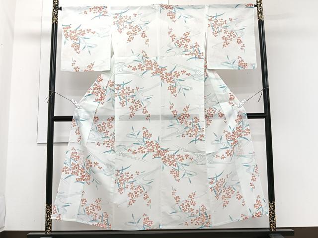 平和屋着物*夏物 小紋 絽 流水萩文 洗える着物 CABI3885xi