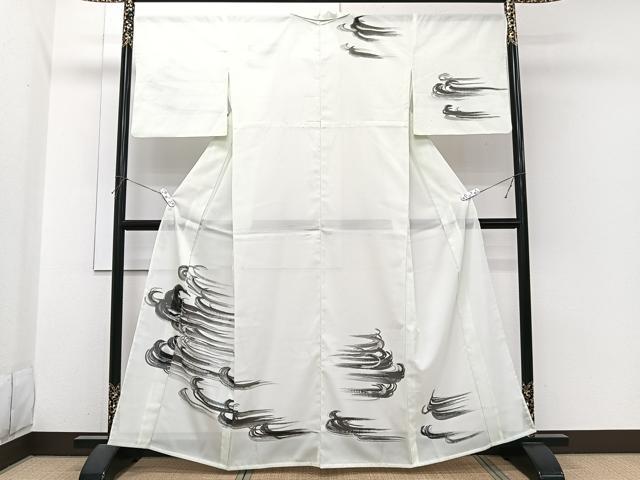 平和屋着物*夏物 訪問着 絽 流水文 銀彩 正絹 逸品 CABI3886xi