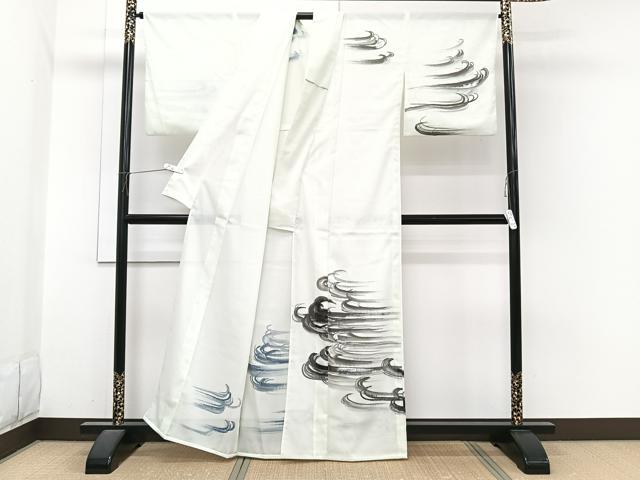 平和屋着物*夏物 訪問着 絽 流水文 銀彩 正絹 逸品 CABI3886xi