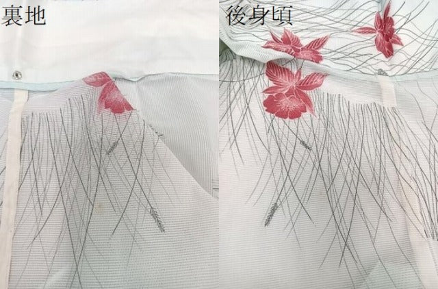 平和屋着物*夏物 小紋 絽 草花文 洗える着物 CABI3889xi