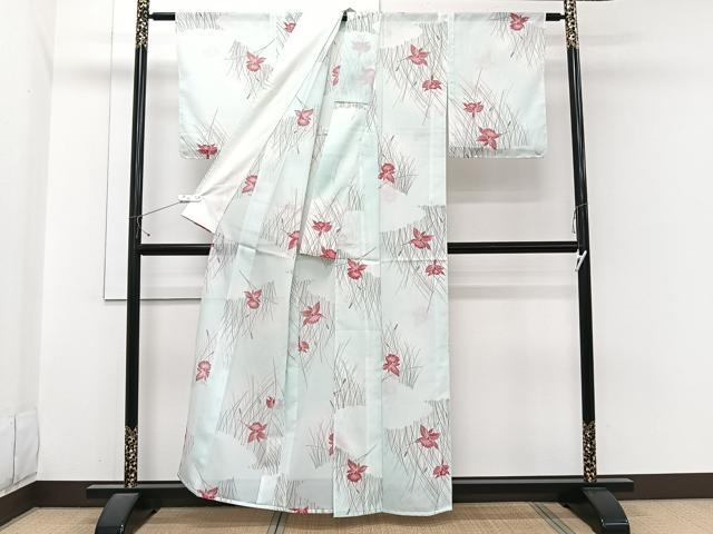 平和屋着物*夏物 小紋 絽 草花文 洗える着物 CABI3889xi