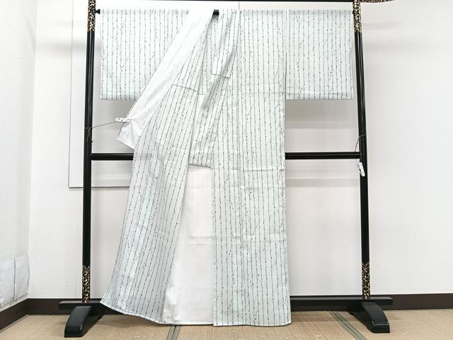 平和屋着物*夏物 小紋 絽 枝蕾文 洗える着物 CABI3891xi