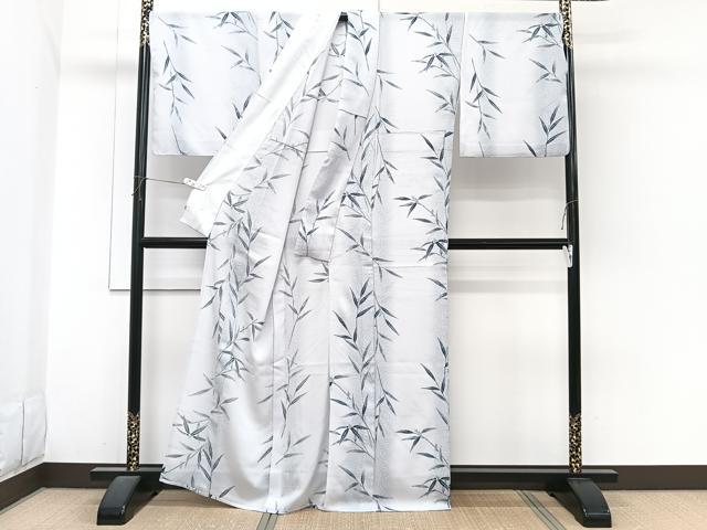 平和屋着物*夏物 小紋 絽 笹花文 洗える着物 CABI3892xi