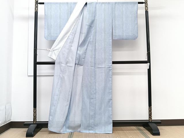平和屋着物*夏物 江戸小紋 絽 よろけ縞花文 洗える着物 CABI3893xi