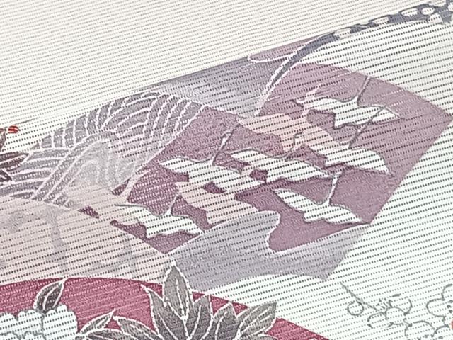 平和屋着物*夏物 訪問着 絽 地紙飛鶴草花文 金彩 洗える着物 未使用 CABI3899xi