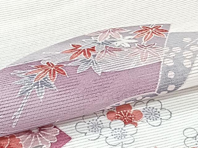 平和屋着物*夏物 訪問着 絽 地紙飛鶴草花文 金彩 洗える着物 未使用 CABI3899xi