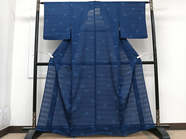 平和屋着物*夏物 小紋 変わり絽 草花文 洗える着物 CABI3903xi