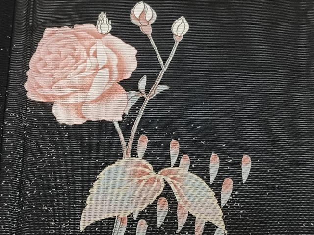 平和屋着物*夏物 訪問着 絽 羽花文 黒地 金彩 洗える着物 CABI3917xi