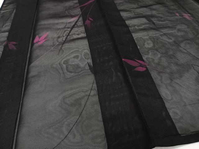 平和屋着物*夏物 小紋 紗 枝花文 黒地 正絹 逸品 CABI3920xi