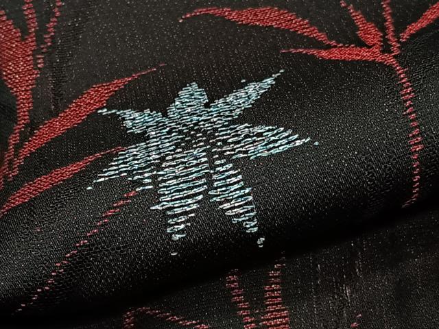平和屋着物*夏物 小紋 紗 枝草花文 黒地 正絹 逸品 CABI3921xi