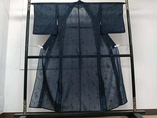 平和屋着物*夏物 小紋 紗 亀甲笹文 正絹 逸品 CABI3922xi