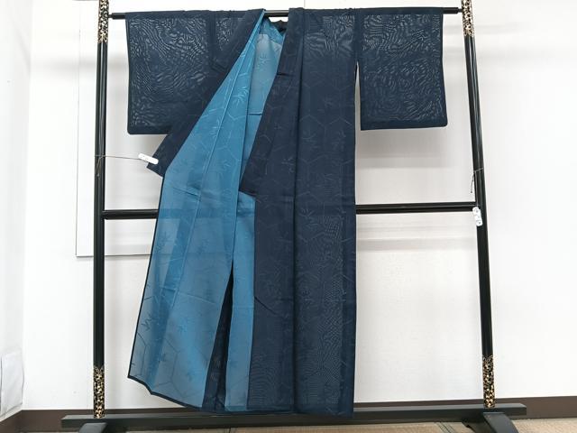 平和屋着物*夏物 小紋 紗 亀甲笹文 正絹 逸品 CABI3922xi