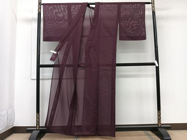 平和屋着物*夏物 色無地 絽 紫鳶色 洗える着物 未使用 CABI3933xi