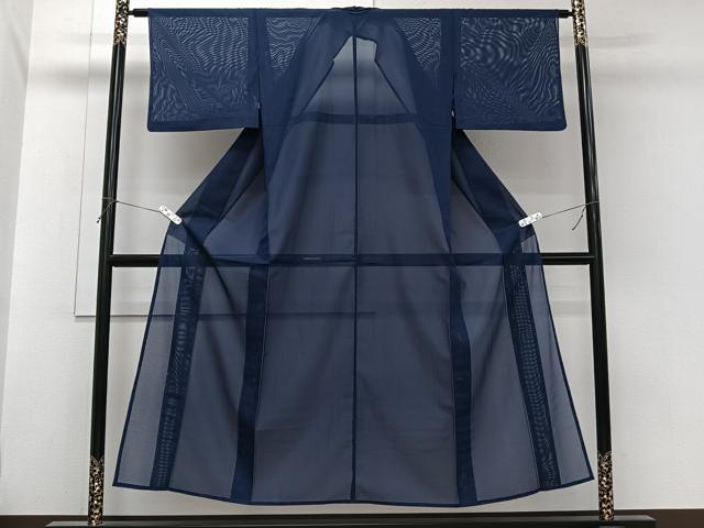 平和屋着物*夏物 色無地 絽 留紺色 洗える着物 CABI3938xi