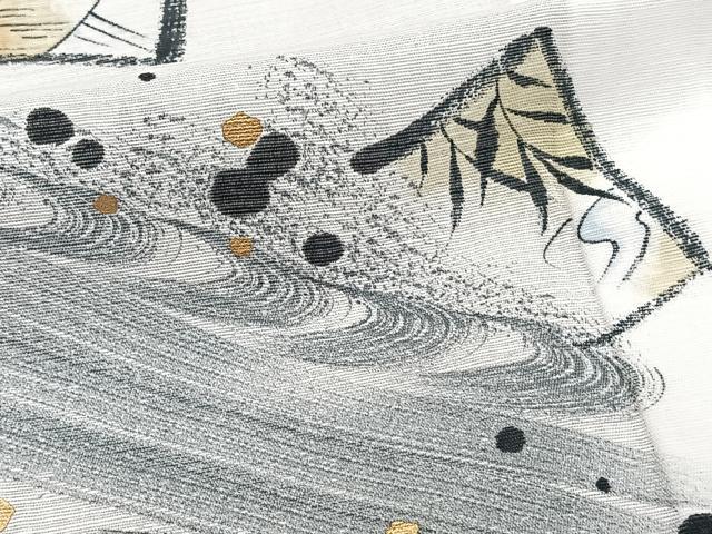 平和屋着物*夏物 訪問着 紗 手描き 色紙立波文 金彩 洗える着物 CABI3942xi