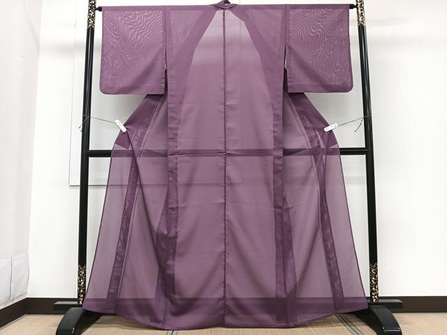 平和屋着物*夏物 色無地 絽 古代紫色 洗える着物 CABI3951xi