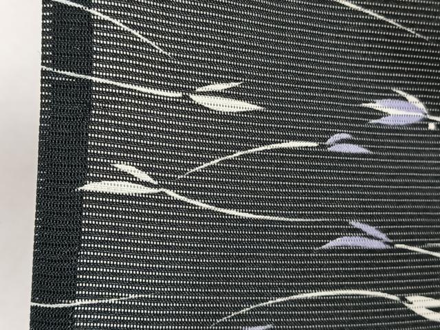 平和屋着物*夏物 小紋 絽 芝草文 黒地 洗える着物 CABI3952xi