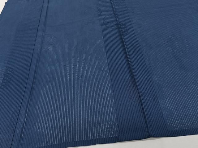 平和屋着物*夏物 色無地 縦絽 青海波丸紋紗 留紺色 正絹 逸品 CABI3963xi