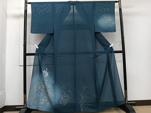 平和屋着物*夏物 訪問着 絽 枝草花文 暈し染め 銀彩 正絹 逸品 未使用 CABI3964xi