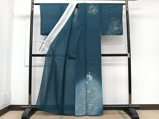 平和屋着物*夏物 訪問着 絽 枝草花文 暈し染め 銀彩 正絹 逸品 未使用 CABI3964xi