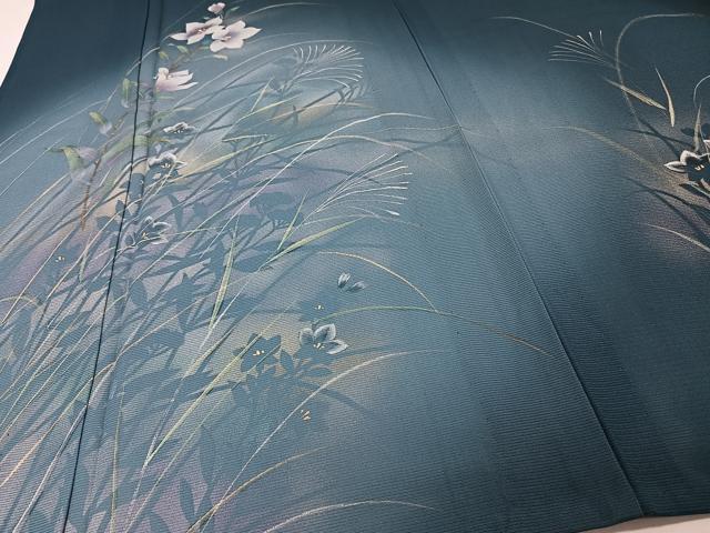 平和屋着物*夏物 訪問着 絽 枝草花文 暈し染め 銀彩 正絹 逸品 未使用 CABI3964xi