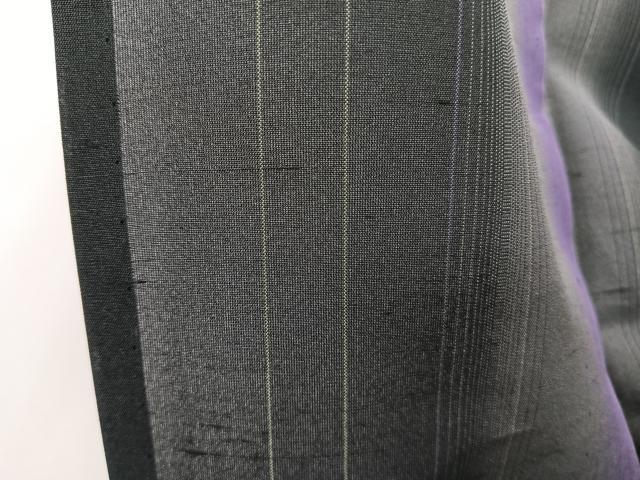 平和屋着物*夏物 紗紬 間道 黒地 正絹 逸品 CABI3966xi