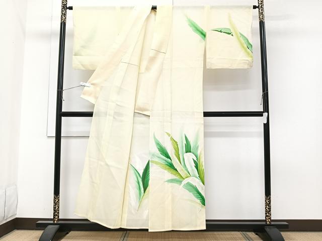 平和屋着物*夏物 訪問着 絽 手描き 草文 正絹 逸品 CABI3969xi