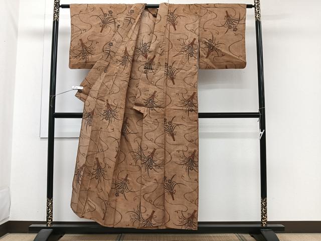 平和屋着物*夏物 本場小千谷縮 束ね草花文 麻 逸品 CABI3974xi