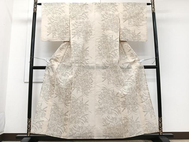 平和屋着物*夏物 小紋 紗 枝葉文 洗える着物 CABI3975xi