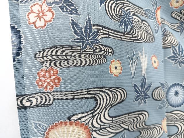 平和屋着物*夏物 小紋 絽 型染め 流水草花文 正絹 逸品 CABI3980xi
