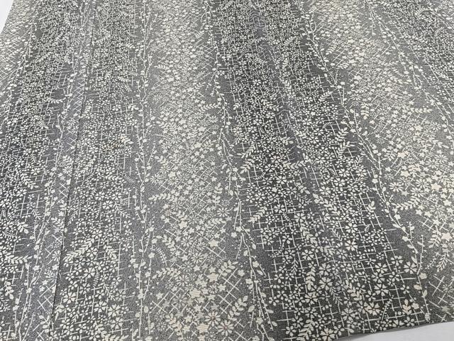 平和屋着物*夏物 小紋 絽 間道草花文 反端付き 正絹 逸品 CABI3986xi