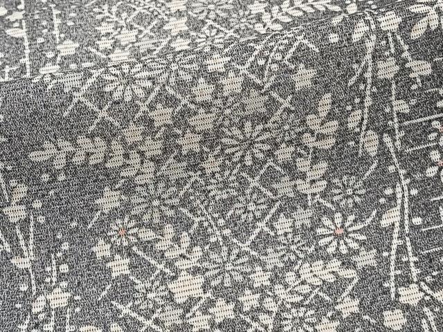平和屋着物*夏物 小紋 絽 間道草花文 反端付き 正絹 逸品 CABI3986xi