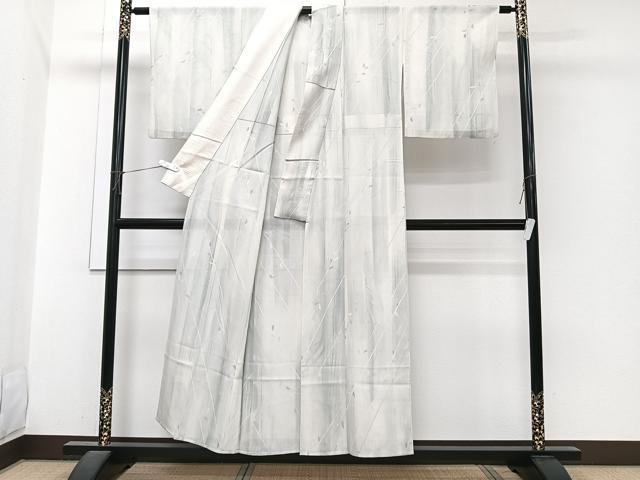 平和屋着物*夏物 小紋 絽 枝葉文 正絹 逸品 CABI3988xi