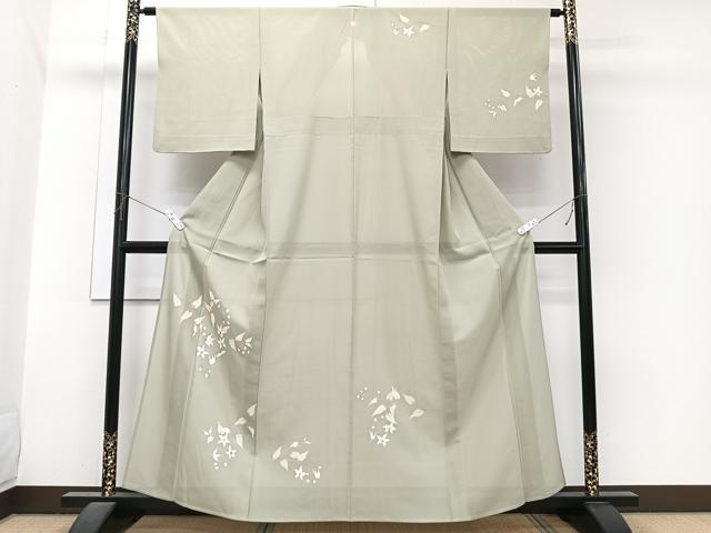 平和屋着物*夏物 訪問着 絽 駒刺繍 枝草花文 銀彩 三越扱い 正絹 逸品 CABI3989xi