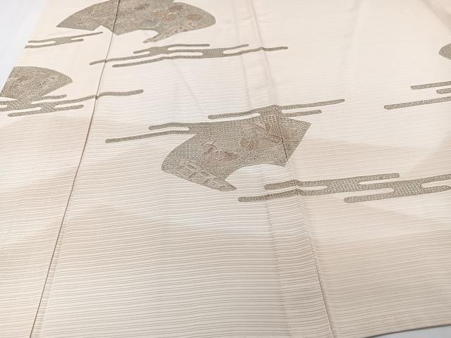 平和屋着物*中国三大刺繍 スワトウ刺繍 総刺繍 夏物 訪問着 変わり絽 地紙鴛鴦草花文 金彩 正絹 逸品 CABI3990xi