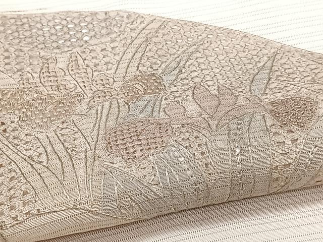 平和屋着物*中国三大刺繍 スワトウ刺繍 総刺繍 夏物 訪問着 変わり絽 地紙鴛鴦草花文 金彩 正絹 逸品 CABI3990xi