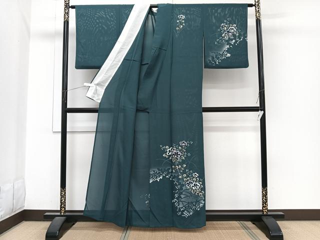 平和屋着物*夏物 訪問着 絽 手描き 草花シルエット 正絹 逸品 CABI3991xi